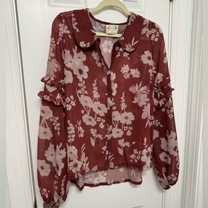 Sheer floral blouse